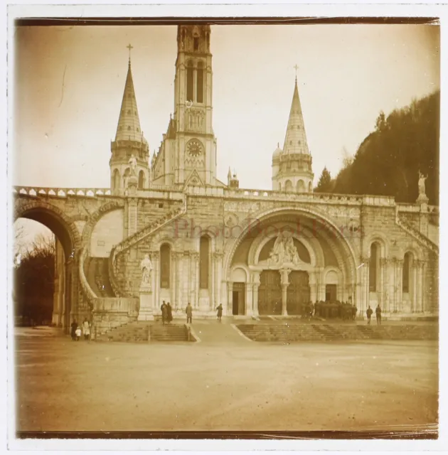 FRANCE Lourdes c1920 Photo Plaque de verre Stereo Vintage V27L6n2