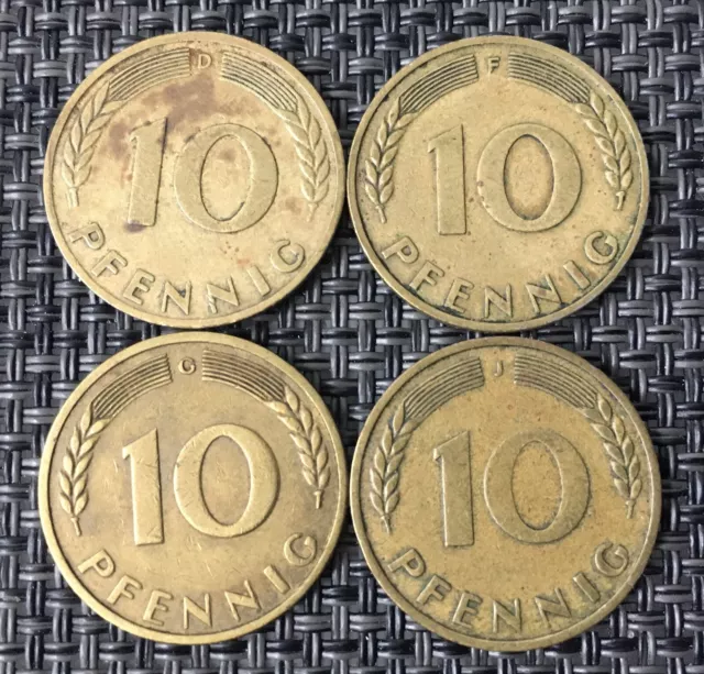 Bank Deutscher Länder 10 Pfennig 1949 D, F, G, J komplett Originalbilder