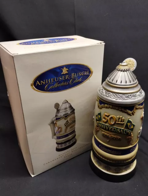 ANHEUSER-BUSCH Collectors Club CERAMARTE 50th Anniversary Beer Stein in Box CB39