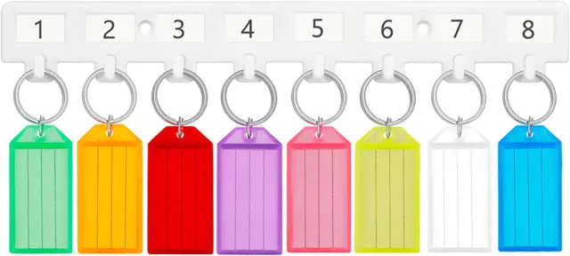 Key Tag Rack Holder with 8 Color Tags Wall Mount Organizer White Hooks Style New