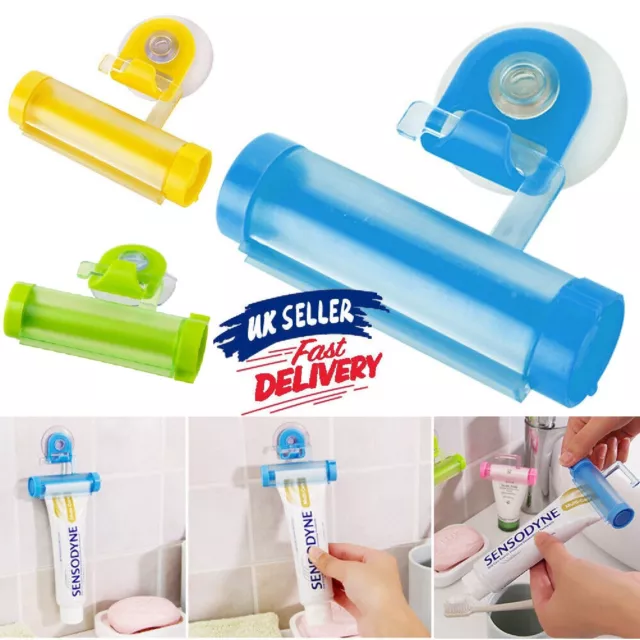 Toothpaste Squeezer Bathroom Tube Dispenser Seat Easy Stand Rolling Holder New