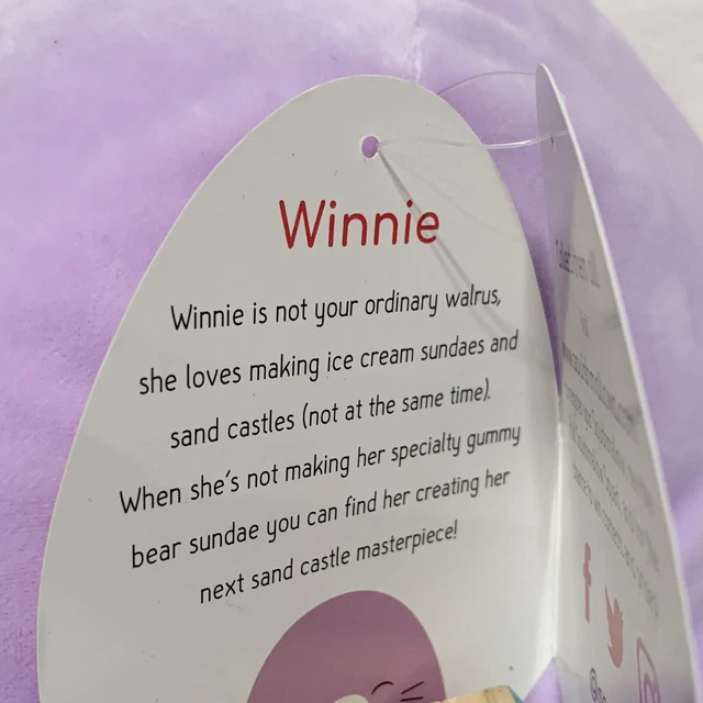 SQUISHMALLOW OFFICIAL KELLYTOY Plush 12" Winnie The Walrus Purple New ...