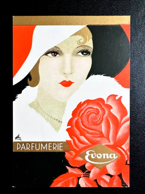 Werbelabel (1352) Werbung Reklame Evona Parfüm Mode Art Deco, um 1925