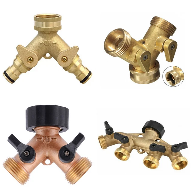 2/4 Way Brass Hose Pipe Splitter Garden Irrigation Connector Tap Adaptor XS