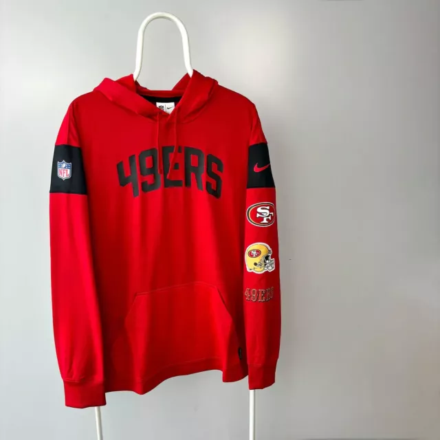 Felpa con cappuccio Nike NFL San Francisco 49ers stampa grafica logo ortografica rossa S nuova con etichette