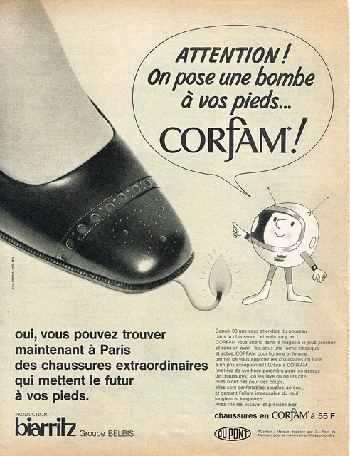 PUBLICITE  1967   CORFAM   chaussure   production BIARRITZ