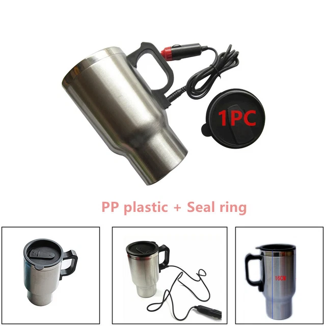 Portable 12V Car Electric Heated Hot Water Kettle Bottle Stainless Steel Cup