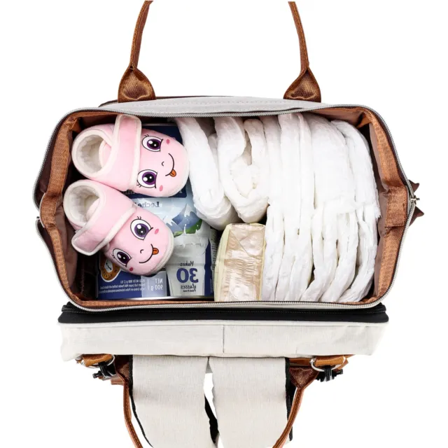Multifunction Baby Diaper Bag with Changing Station is a Travel backpack. White 17