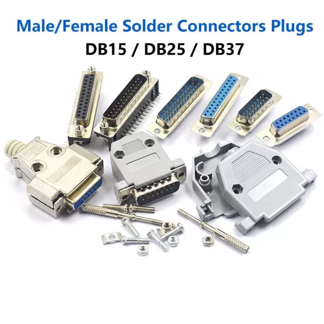 DB15/25/37 Pin D-Sub Female/Male Solder Type Connector + Metal/Plastic Shell