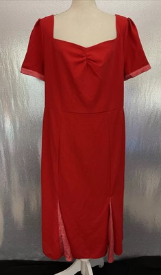 ModCloth Liza Luxe Womens Plus Sz 1X Red Polka Dot Retro Secretary Dress NWT