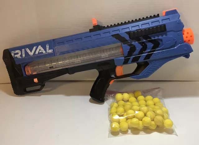 NERF Rival Zeus MXV-1200 Motorized Blue Blaster Toy With Yellow Balls