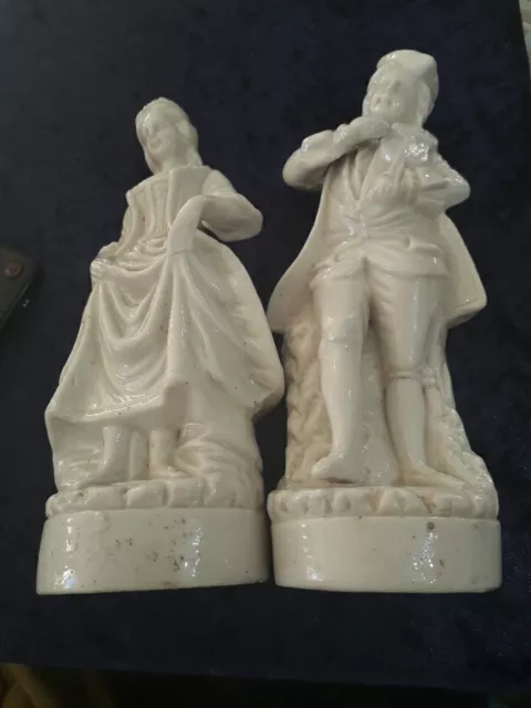 pair of antique porcelain figurines 20cmtall (PLAS7)