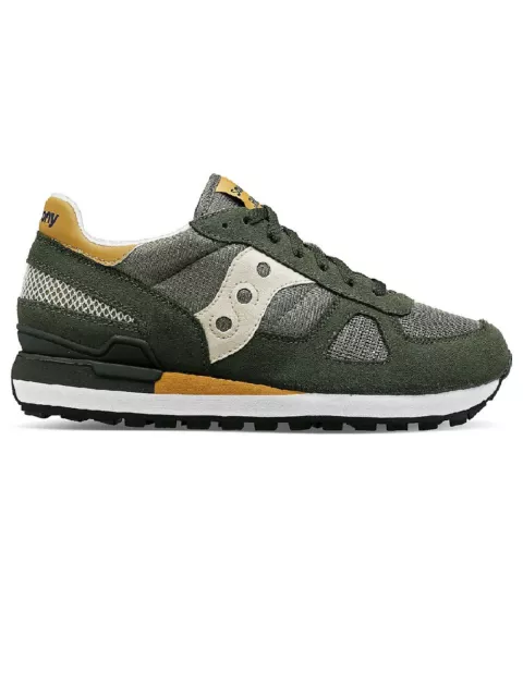 Scarpe Saucony uomo Shadow Original S2108 verdi in pelle con inserti in mesh