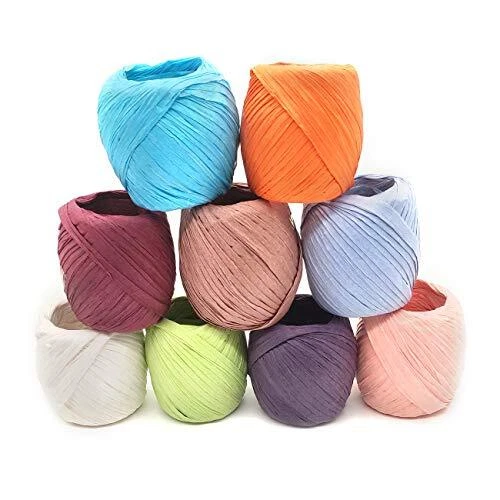 9 Rouleaux 9 Couleurs Ruban de Raphia Ficelle en PapierRuban Raphia Papier Ra...