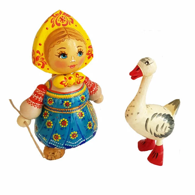 Poupée Folklorique Russe Avec Oie – Artiste Lebedeva – Neuf