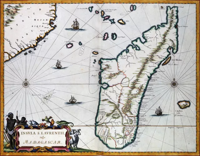 Reproduction carte ancienne - Madagascar en 1662