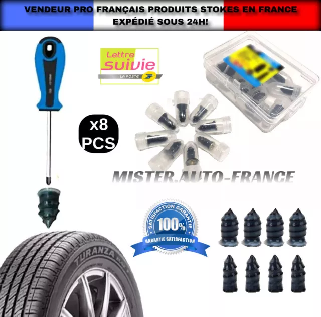 Réparation Crevaison Pneu Tubeless Voiture Moto Scooter Pneus Kit Coffret ✅8PCS