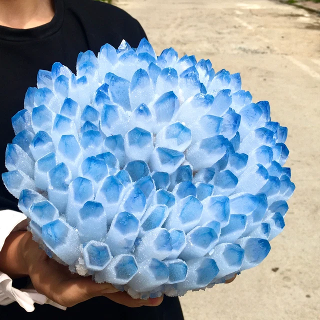 9.94LB New Find sky blue Phantom Quartz Crystal Cluster Mineral Specimen Healing