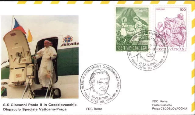 140- Fdc Vatican Visite Pape Jean Paul Ii  En  Tchecoslovaquie