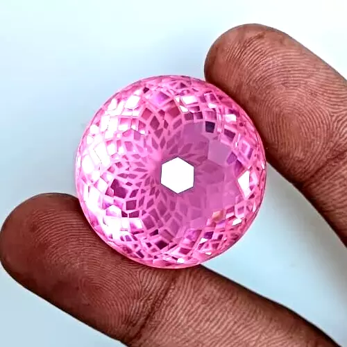 118 CT Burma's Natural Faceted Pink Spinel Round Loose Gemstone Size 29x29x21 mm 2