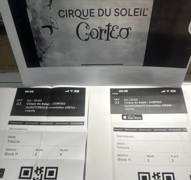 cirque du soleil 2 Tickets 03.Oktober, Leipzig, Tribüne!