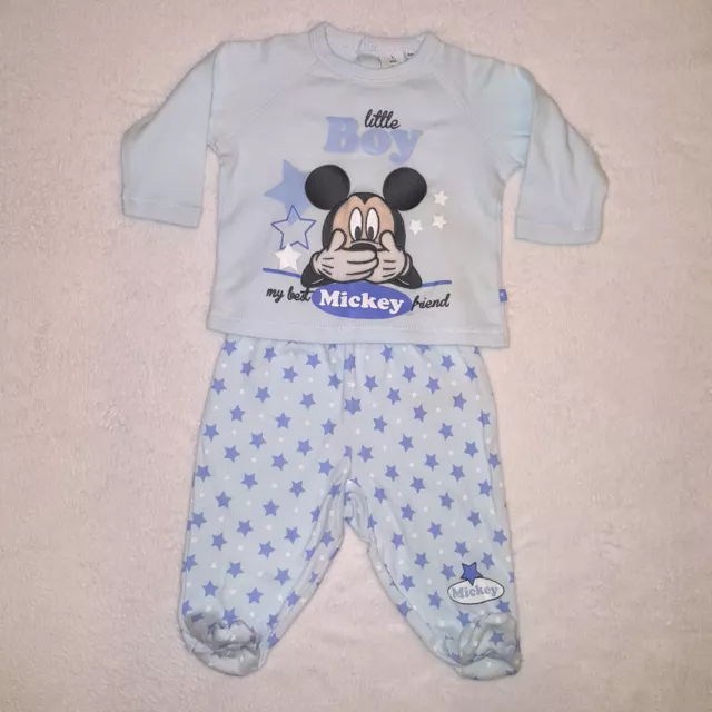 DISNEY BABY pyjama bébé 2 pièces coton MICKEY MOUSE bleu taille 6 mois NEUF