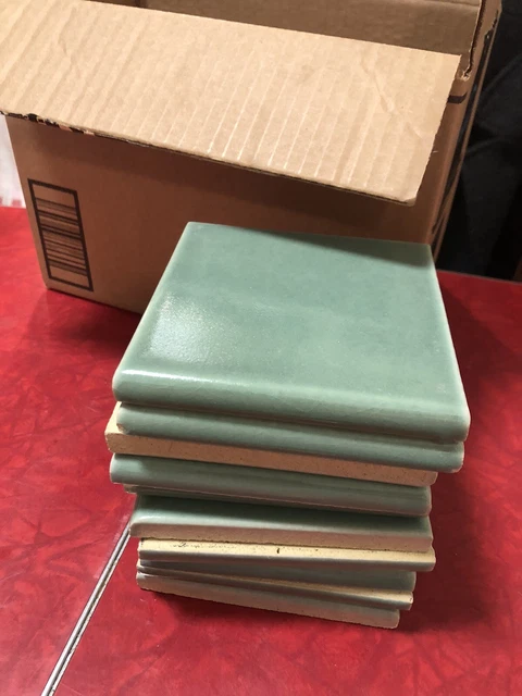 1930’s California Art Tile Co. 4  5/16” Jade Green Bullnose Tiles -N.O.S.
