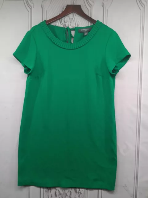 Coercion London Designer Dress Women's SZ 8 Emerald Green Shift Pleated Neckline