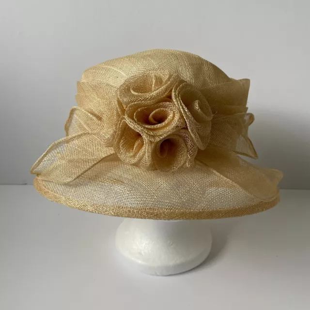 Beige Neutral Ladies Sinamay Occasion Hat Wedding Mother of the Bride Size 57cm