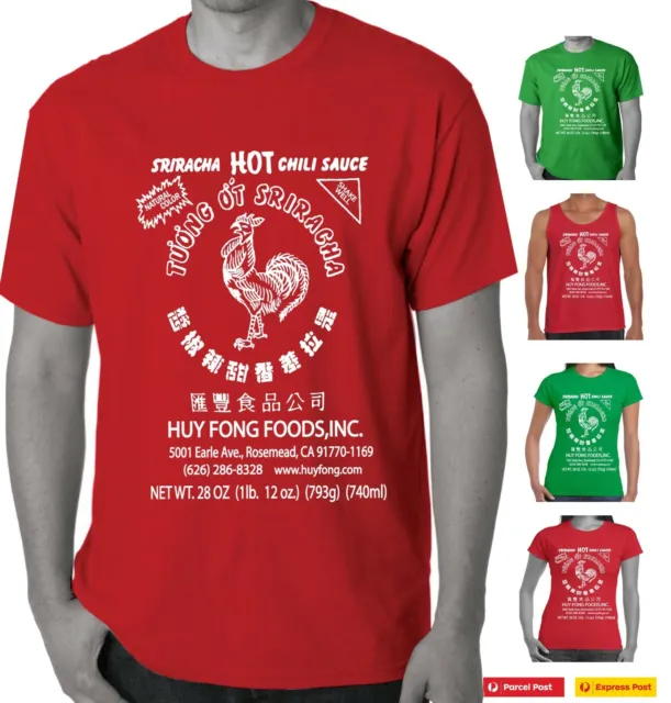 Funny T-shirts Sriracha Chili Chilli Sauce Red Famous hot Ladies Mens t shirt