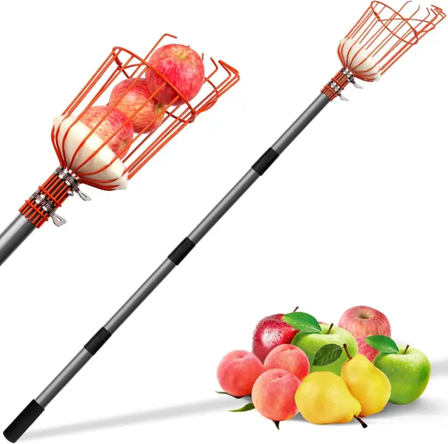 13FT Fruit Picker, Adjustable Fruits Picker Tool with Lightweight Stainless Stee
