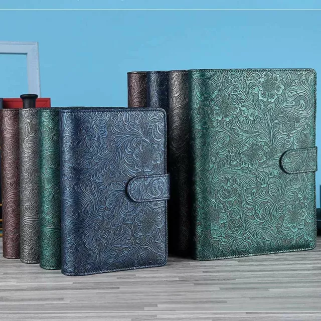 A5 A6 Notebook Cover Metal Color 6 Ring Binder PU Clip-on Leather Journal
