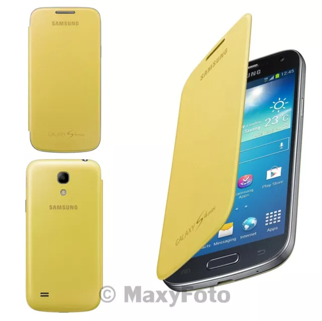 Samsung Custodia Flip-Cover Book-Case Original Galaxy S4 Mini I9190 I9195 Yellow