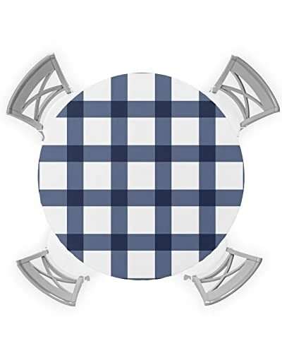 Round Table Cover 55-60 Inch Waterproof Reusable Table Cloth Round Fitted Vin...