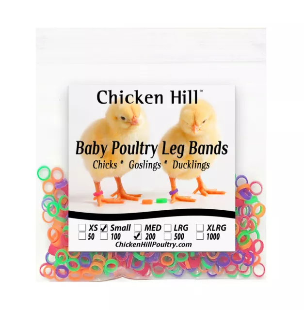 200 Chick Leg Bands ~ 3/16" Size 3 Poultry Chickens Ducks light geese Day Old