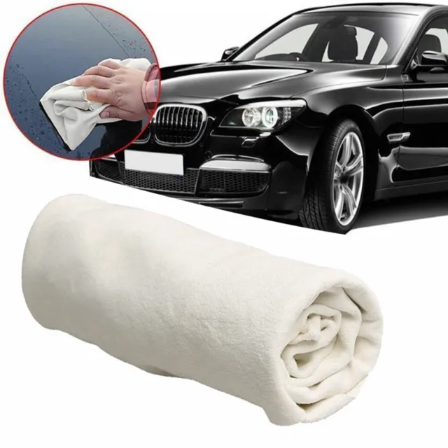 Chiffon de nettoyage de voiture en cuir de chamois naturel, serviette  absorbante à séchage rapide en daim 