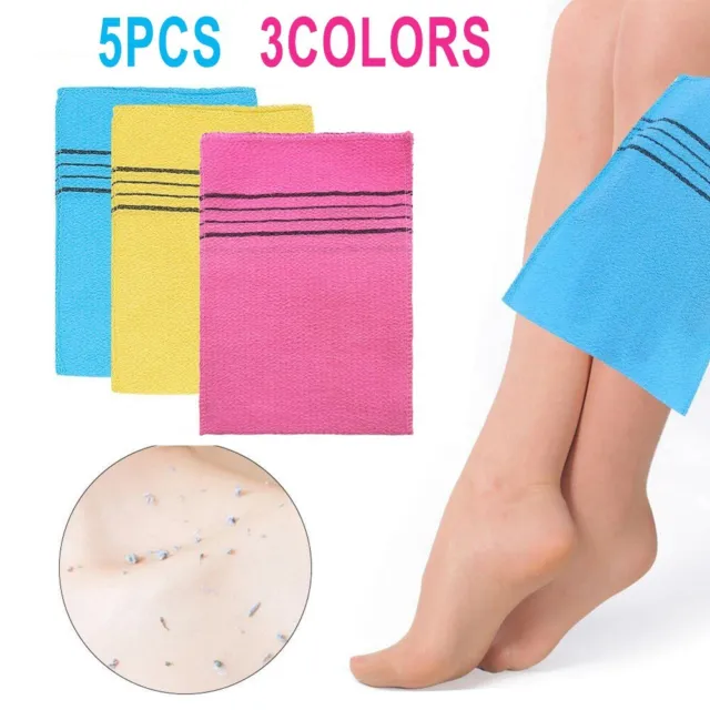 5x Korean/Italy /Asian Exfoliating Bath Washcloth Body Scrub Shower Soft Towel