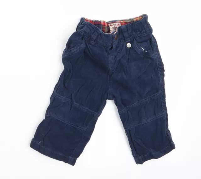 mamas & papas Boys Blue Cotton Cargo Trousers Size 6-9 Months - Cord Fabric