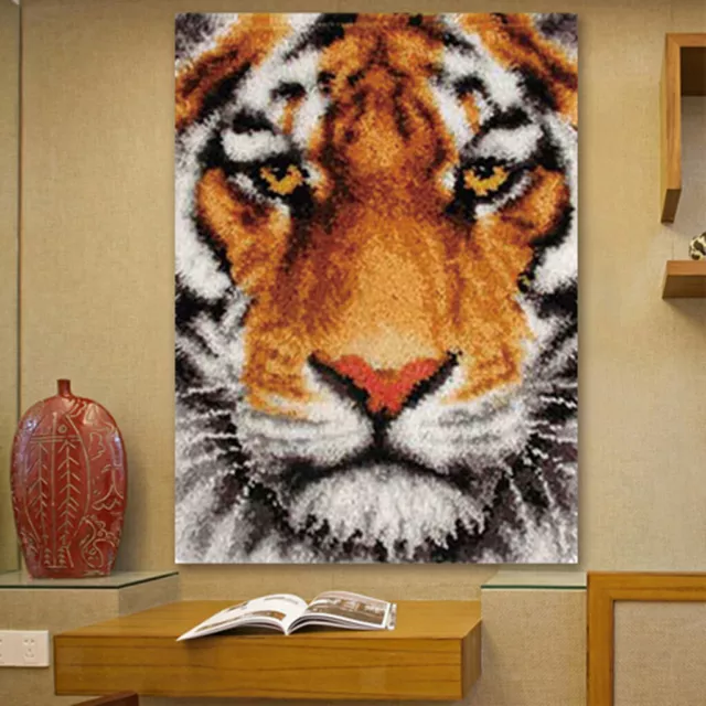 Large Latch Hook Rug Kit for Adults Animal Tiger Latch Hook Kits With Printed