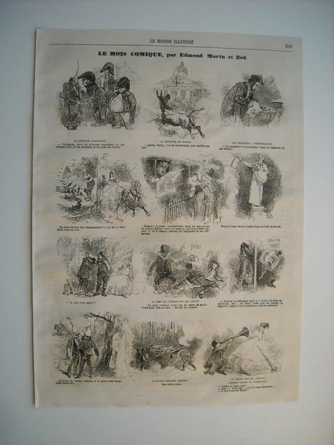Caricatures 1865. Le Mois Comique, Par Edmond Morin Et Zed. 12 Caricatures