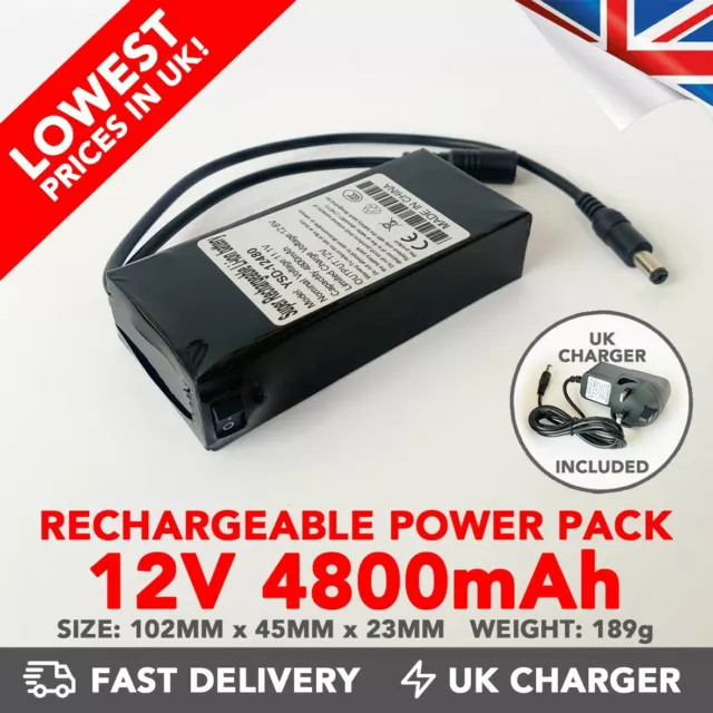 12v Power Bank 4800mAh Rechargeable Li-ion Portable Battery Pack (DC)