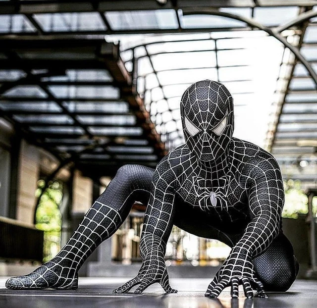 BLACK VENOM SPIDERMAN Cosplay Costume Spiderman Muscle Zentai Suit