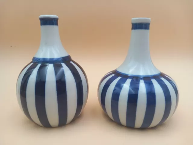 Hugo Reinhold Bunzlau Keramik Flasche Vase blau weiß Art Deco um 1920 1 von 2