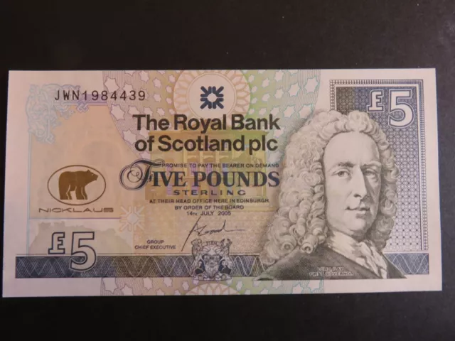 Jack Nicklaus 2005 Uncirculated  Royal Bank of Scotland £5 note