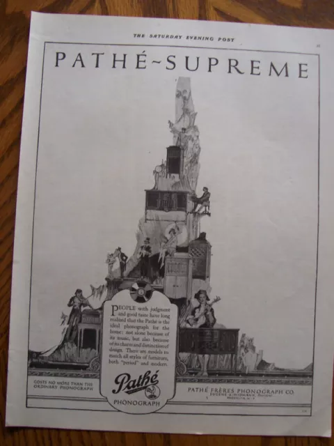 1920 Original Pathe Supreme Phonograph Advertisement Ben Rimo Illustration