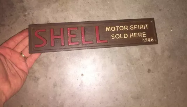 Shell Motor Oil Sign Gas Coal Advertisement Cast Iron Plaque 2+LB Man Cave GIFT