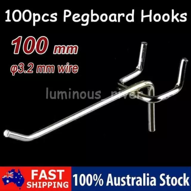 100x/set ​100mm Steel Pegboard Hooks Metal Panel Display Shop Peg Board Hooks