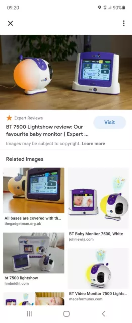 BT Video Baby Monitor 7500 Lightshow Tested & Working brand new