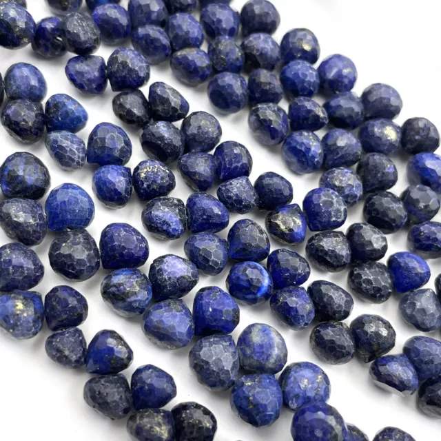 Natural Lapis Lazuli Fancy Beads Gemstone Faceted Briolette 136 CT 7-8 mm 8 Inch