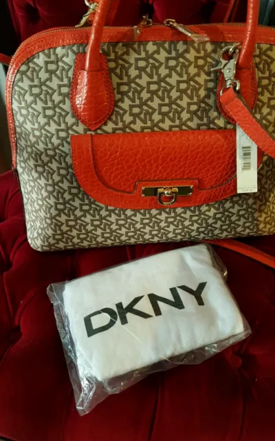 DKNY Beekman T&C W/French Grain Leather Bag Purse  NWT $305